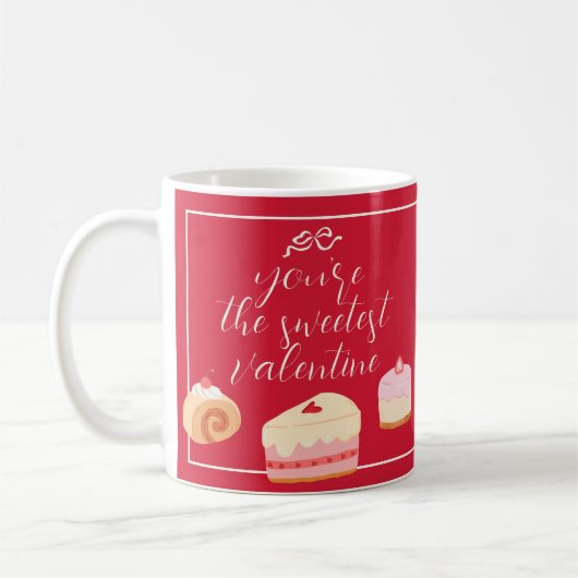 Cute Cakes Photo Sweetest Valentine Bow Love Red Kaffeetasse (Links)
