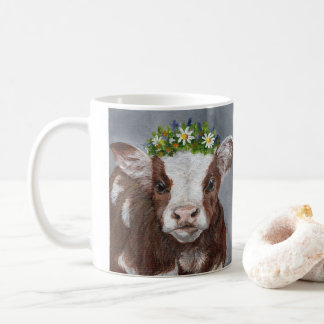 Cute calf with flower crown kaffeetasse
