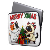 Cute Calico & Siamese Kitten Gift Laptopschutzhülle (Vorderseite Links)