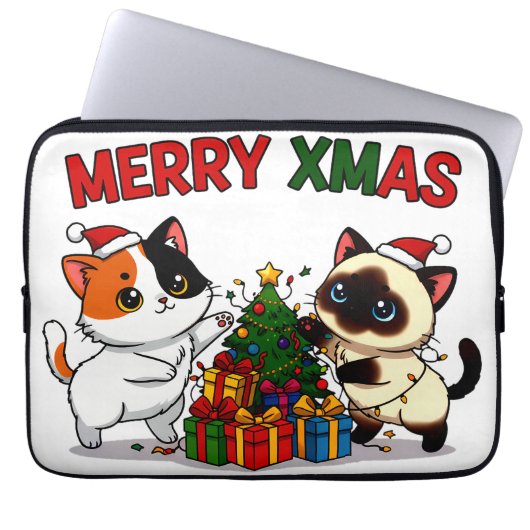 Cute Calico & Siamese Kitten Gift Laptopschutzhülle (Vorderseite)