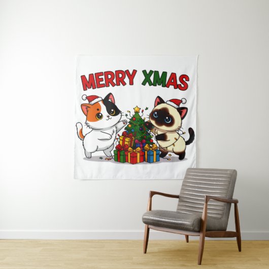 Cute Calico & Siamese Kitten Gift Wandteppich (Beispiel)
