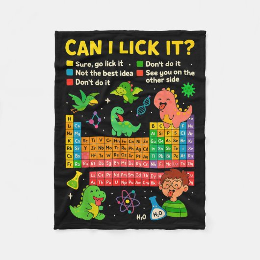 Cute Can I Lick It Dino Periodic Table Science Hum Fleecedecke (Vorderseite)