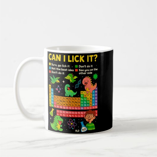 Cute Can I Lick It Dino Periodic Table Science Hum Kaffeetasse (Links)
