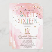 Cute Candles Stars Colorful Sweet 16 Einladung (Vorne/Hinten)