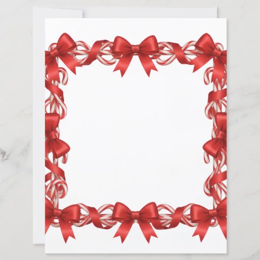 Cute Candy Cane and Red Ribbon Stationary (Vorderseite)