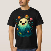 Cute Candy Ghost Halloween Illustration T-Shirt (Vorderseite)