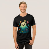Cute Candy Ghost Halloween Illustration Tri-Blend Shirt (Vorderseite voll)