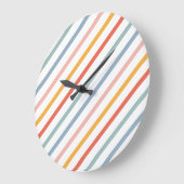 Cute Candy Striped Diagonal Große Wanduhr (Winkel)