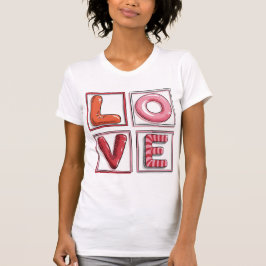 Cute Candy-Style LOVE Typography Illustration T-Shirt