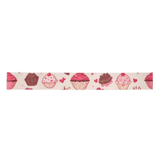 Cute Candy & Sweets Valentine Seamless Pattern Satinband (Vorderseite)