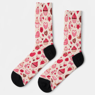 Cute Candy & Sweets Valentine Seamless Pattern  Socken