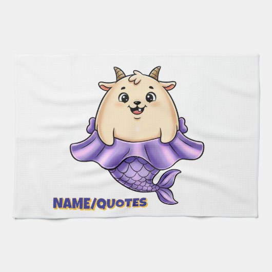 Cute Capricorn Cartoon – Whimsical Zodiac Geschirrtuch (Horizontal)