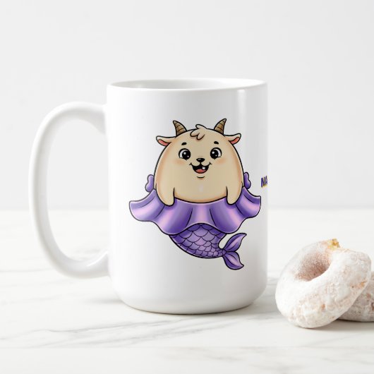Cute Capricorn Cartoon – Whimsical Zodiac Kaffeetasse (Mit Donut)