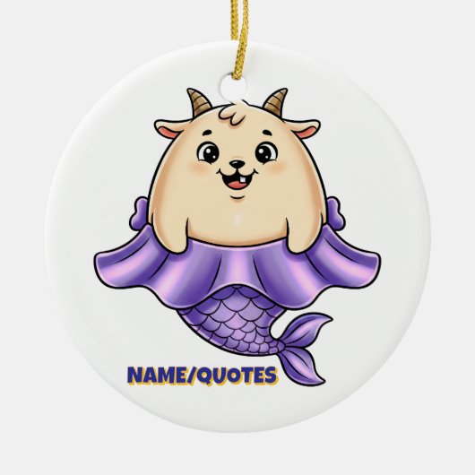 Cute Capricorn Cartoon – Whimsical Zodiac Keramik Ornament (Vorne)