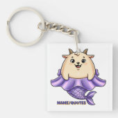 Cute Capricorn Cartoon – Whimsical Zodiac Schlüsselanhänger (Vorderseite)