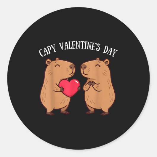 Cute Capy Valentine’s Day Capybara Lovers Romantic Runder Aufkleber (Vorderseite)