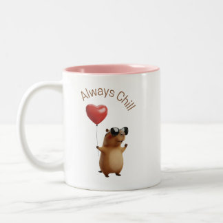 Cute Capybara Always Chill Valentine Coffee Mug Zweifarbige Tasse