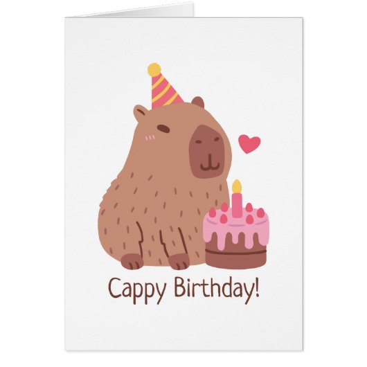 Cute Capybara And Cake Happy Cappy Birthday (Vorne)