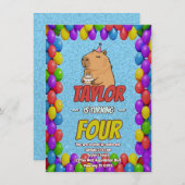 Cute Capybara Birthday Party Invitation Einladung (Vorne/Hinten)