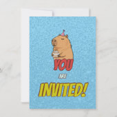 Cute Capybara Birthday Party Invitation Einladung (Rückseite)