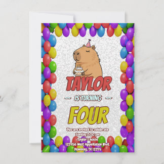 Cute Capybara Birthday Party Invitation Einladung