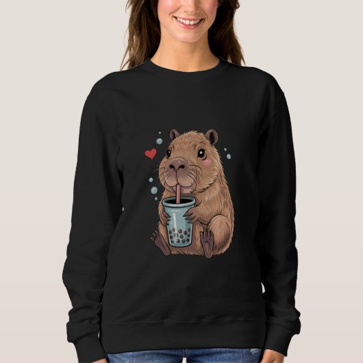 Cute Capybara Boba Tea Lover Kawaii Animal Art Sweatshirt (Vorderseite)