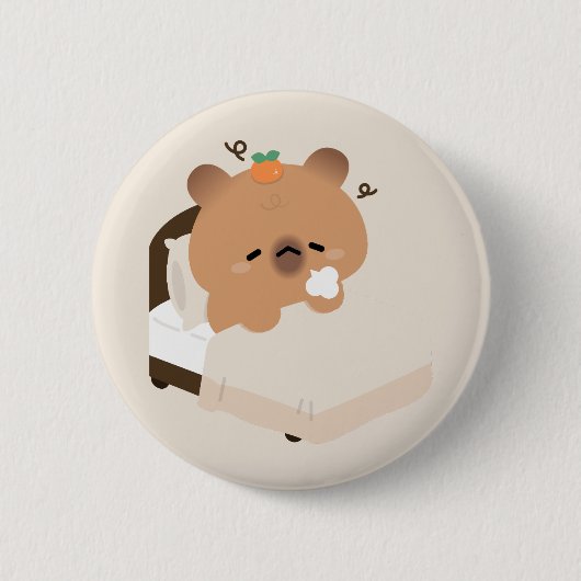 Cute Capybara Button (Vorderseite)