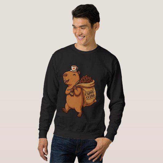 Cute Capybara Cappy-ccino Coffee Pun Delivering Be Sweatshirt (Vorne ganz)