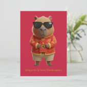 Cute Capybara Chinese New Year Red Gold Custom  Karte (Stehend Vorderseite)