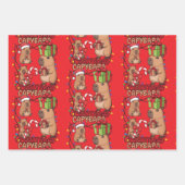Cute Capybara Christmas Lights Festive Party Pink Geschenkpapier Set (Vorderseite 3)