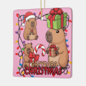 Cute Capybara Christmas Lights Festive Party Pink Keramikornament (Links)