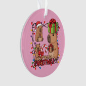 Cute Capybara Christmas Lights Festive Party Pink Ornament (Vorderseite)