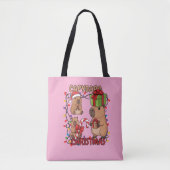 Cute Capybara Christmas Lights Festive Party Pink Tasche (Vorderseite)