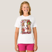 Cute Capybara Christmas Lights Festive Party T-Shirt (Vorne ganz)
