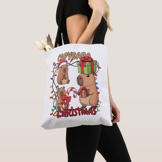 Cute Capybara Christmas Lights Festive Party Tasche (Von Nahem)