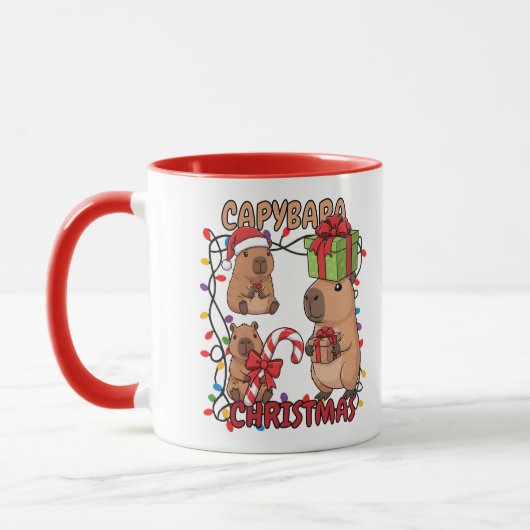Cute Capybara Christmas Lights Festive Party Tasse (Links)