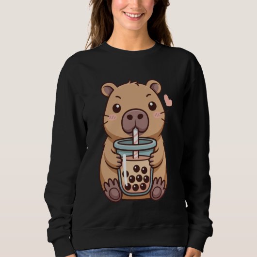 Cute Capybara Drinking Boba Tea for Animal Lovers  Sweatshirt (Vorderseite)