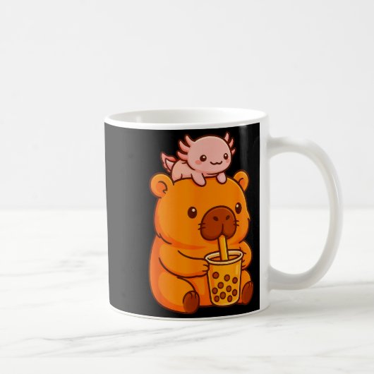 Cute Capybara Drinking Bubble Tea And Axolotl Kawa Kaffeetasse (Rechts)