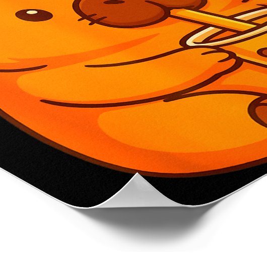 Cute Capybara Drinking Bubble Tea And Axolotl Kawa Poster (Ecke)