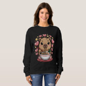 Cute Capybara Eating Noodles for Food Lovers Anime Sweatshirt (Vorne ganz)