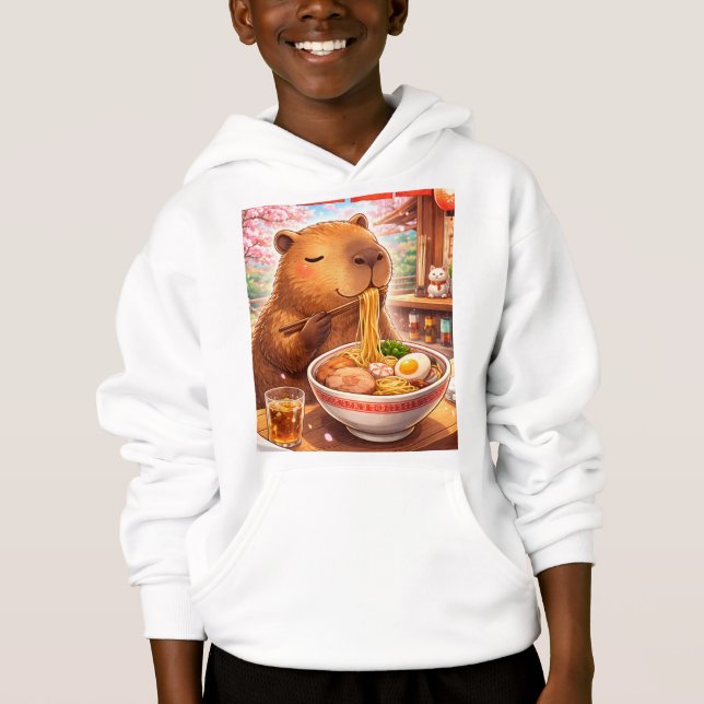 Cute Capybara Eating Ramen Hoodie (Vorderseite)