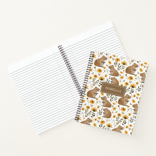 Cute Capybara Floral Spiral Notebook Notizblock (Innenseite)