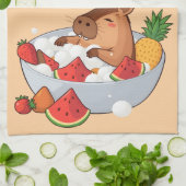 Cute Capybara Fruit Bath Spa Day Kawaii Animal Ill Geschirrtuch (Gefaltet)