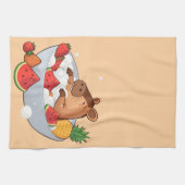 Cute Capybara Fruit Bath Spa Day Kawaii Animal Ill Geschirrtuch (Horizontal)