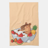 Cute Capybara Fruit Bath Spa Day Kawaii Animal Ill Geschirrtuch (Vertikal)