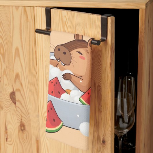 Cute Capybara Fruit Bath Spa Day Kawaii Animal Ill Geschirrtuch (Drittel gefaltet)