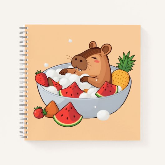 Cute Capybara Fruit Bath Spa Day Kawaii Animal Ill Notizblock (Vorderseite)