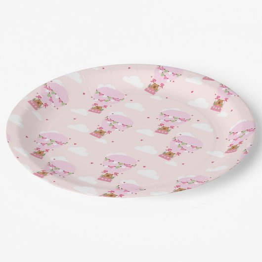 Cute Capybara Hot Air Balloon Pappteller (Schrägansicht)