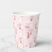Cute Capybara Hot Air Balloon Pink Birthday  Pappbecher (Rechts)