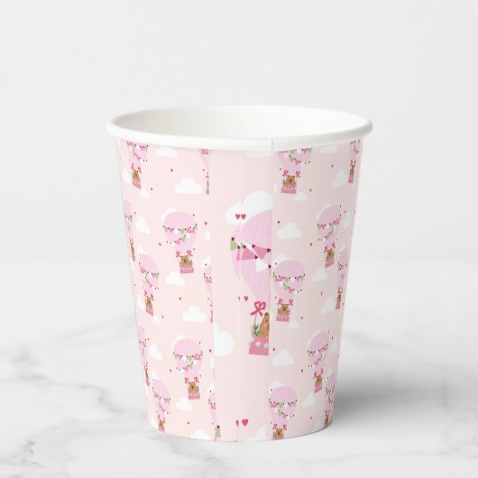 Cute Capybara Hot Air Balloon Pink Birthday Pappbecher (Rechts)
